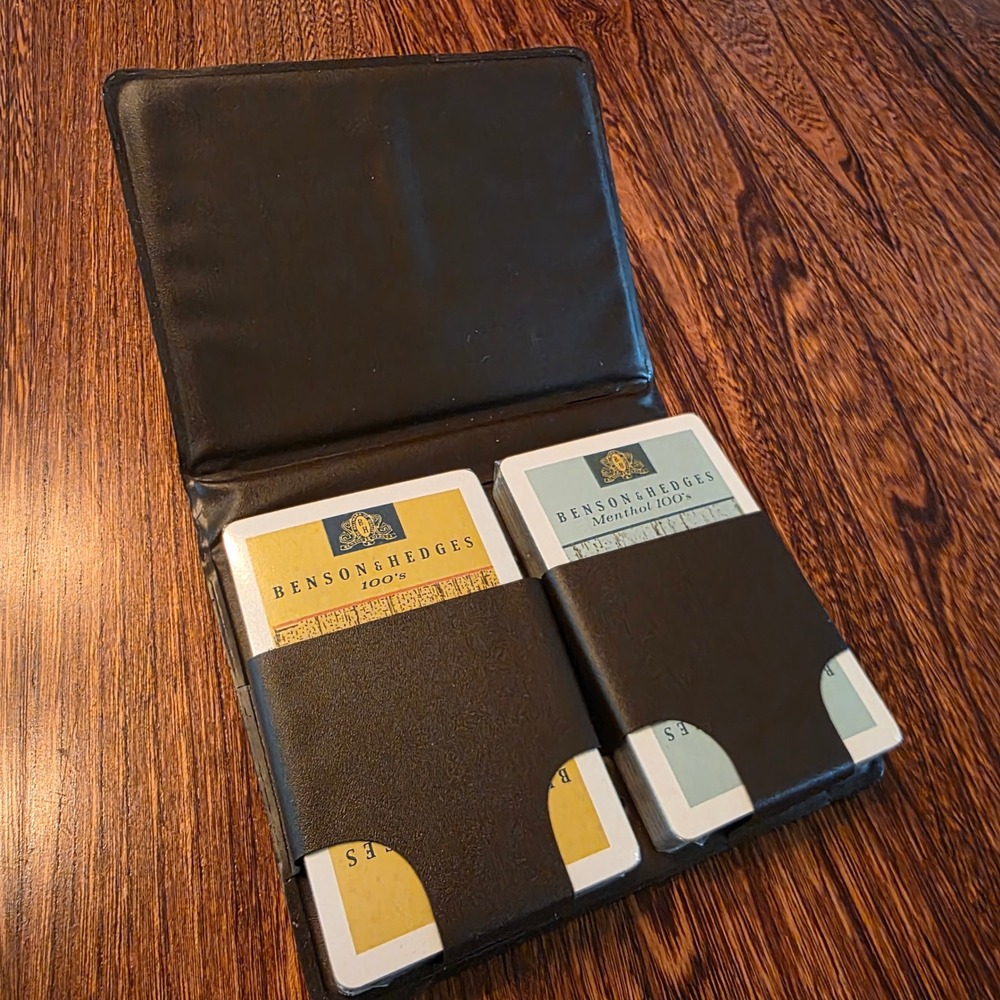 Vintage Benson & Hedges 100s Playing Cards 2 Decks Sealed with Travel Case Black